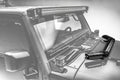 ~(19 lbs. 27X10X6)~ 2007-2017 JEEP WRANGLER JK : Hood Hinges Top Multi LED Mount KIT - with One 100 Watt 20 IN Combo Beam Single Row Slim Line Led Light AND Two 30 Watt 6 IN Single Row Slim LEDs - Includes Universal Wiring Harnesses