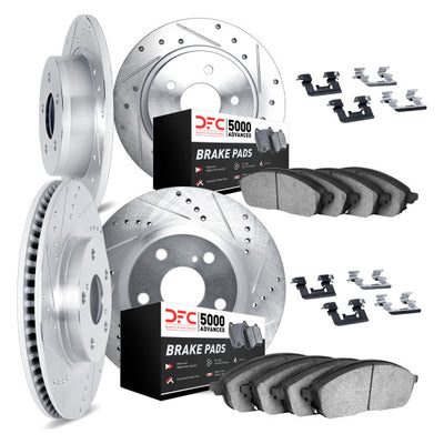 DFC 10-16 Hyundai Tucson Front & Rear Drill/Slot Silver Rotors 5000 Adv Brake Pads w/Hardware