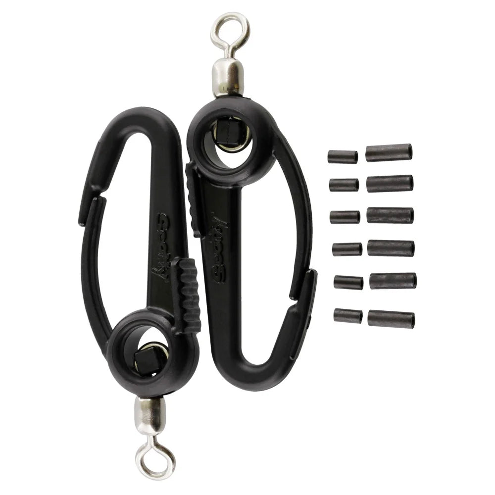 2 LEAD WEIGHT SWIVEL HOOKS AND 6 WI