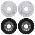 DFC 13-19 Nissan Sentra Front & Rear Drilled & Slotted Geoperformance Rotors includes Drums