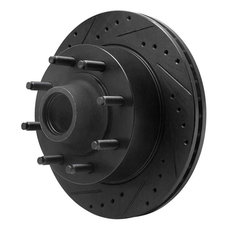 R1 95-04 Ford E-250 Econoline Front Left Drilled Black Brake Rotor
