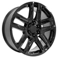 22 IN REPLICA WHEEL FITS CHEVROLET SILVERADO 1500 CV63 BLACK 22X9