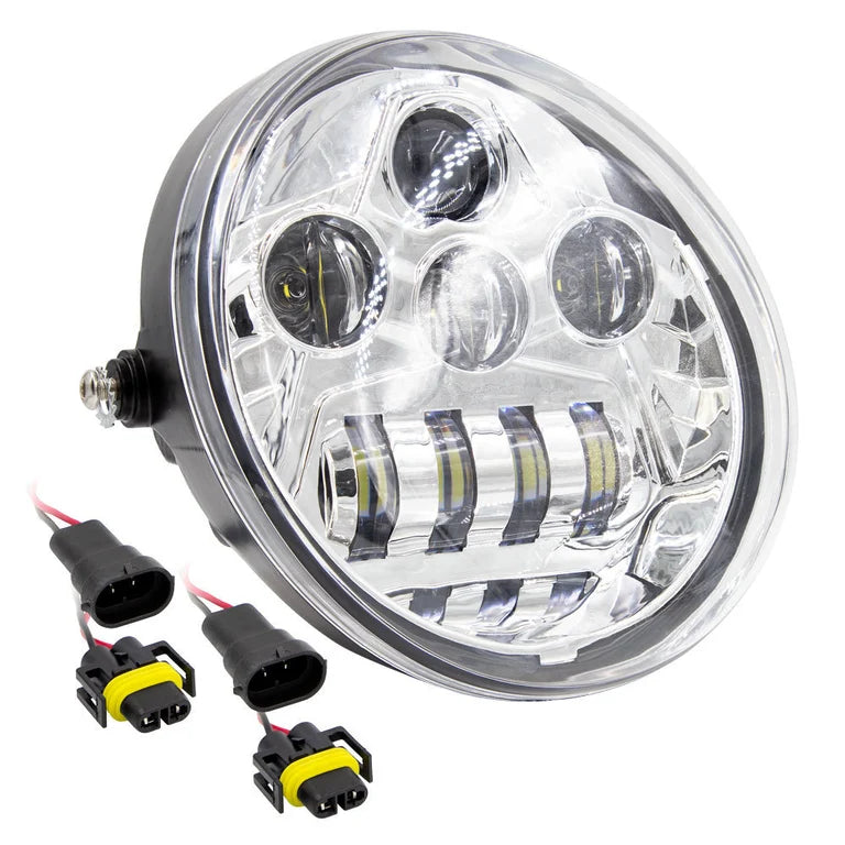 7 IN 8 LED OBLONG OVAL MOTORCYCLE LIGHT - CHROME FRONT FACE