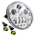 7 IN 8 LED OBLONG OVAL MOTORCYCLE LIGHT - CHROME FRONT FACE