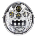 7 IN 8 LED OBLONG OVAL MOTORCYCLE LIGHT - CHROME FRONT FACE