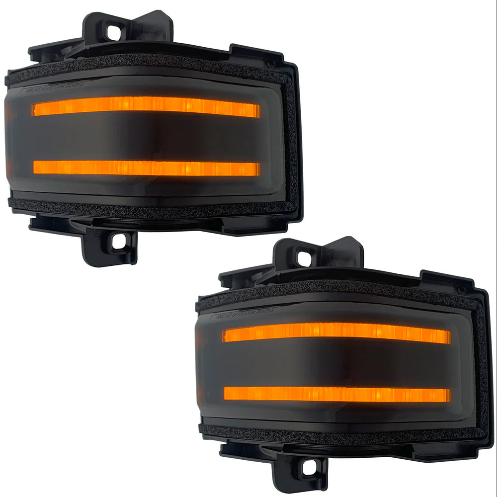 ~(1 lbs. 13X9X4)~ Ford 17-19 F250/F350/F450 Superduty Side Mirror Lenses (2-Piece Set) w/ AMBER LED Running Lights AMBER Flashing LED Turn