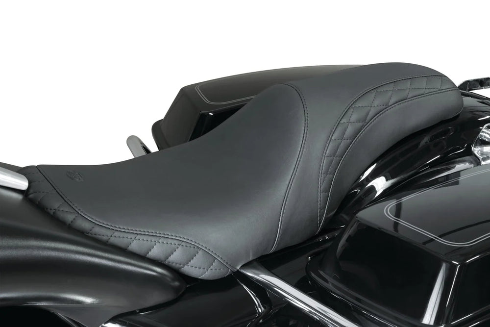 Mustang 08-20 Harley Electra Glide,Rd Glide,Rd King Tripper Fastback 1PC Seat w/Diam Stitch- Black