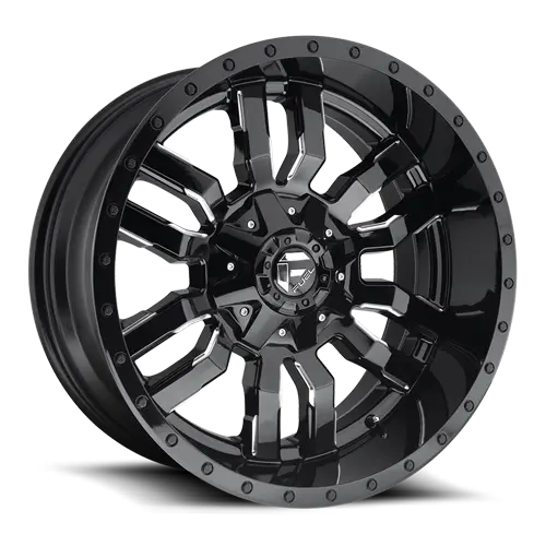 ~(53 lbs. 25X25X13)~ SLEDGE 22x10 5x139.70/5x150.00 GLOSS BLACK MILLED (10 mm)