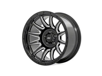 Rough Country 90 Series Wheel | One-Piece | Gloss Black w/machined spokes | 18x9 | 6x5.5 | -12mm