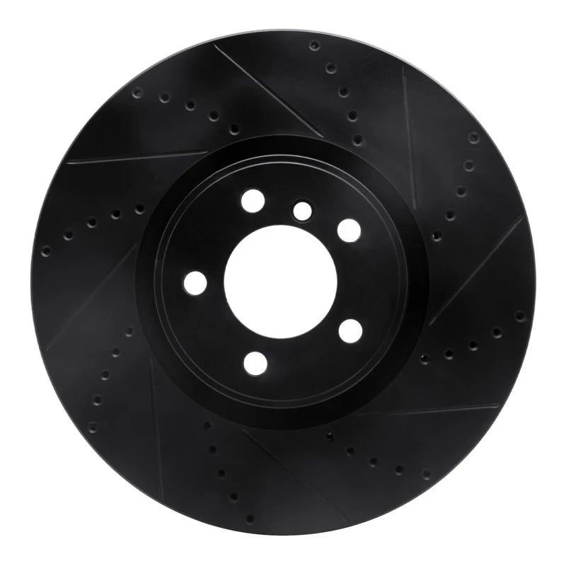 R1 10-12 Land Rover Range Rover Front Right Drilled & Slotted Black Brake Rotor