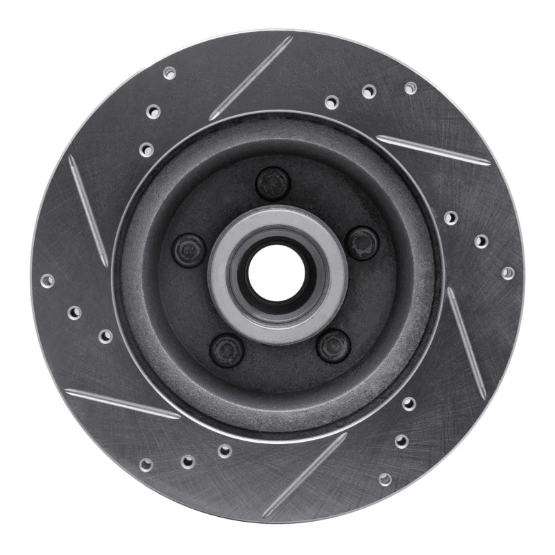 R1 70-72 Ford LTD Front Right Drilled & Slotted Silver Brake Rotor