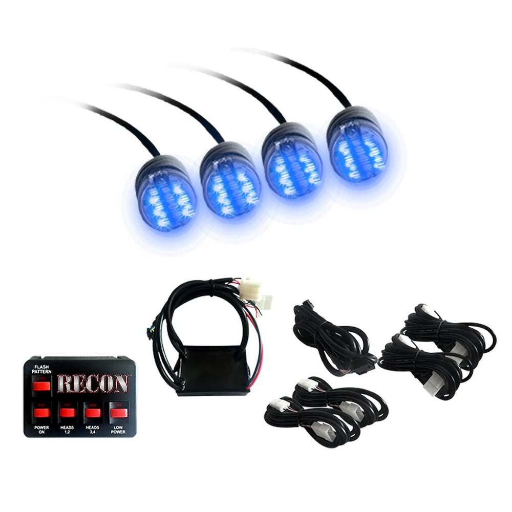 36WATT 4BULB PROFESSIONALGRADE LED BLUE STROBE LIGHT KIT ALL PLUG & PLAY