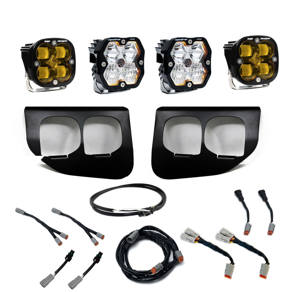 Baja Designs 20-22 Ford Super Duty Squadron 2.0 SAE/Pro Dual Fog Pocket Kit (Driving/Combo) - Amber