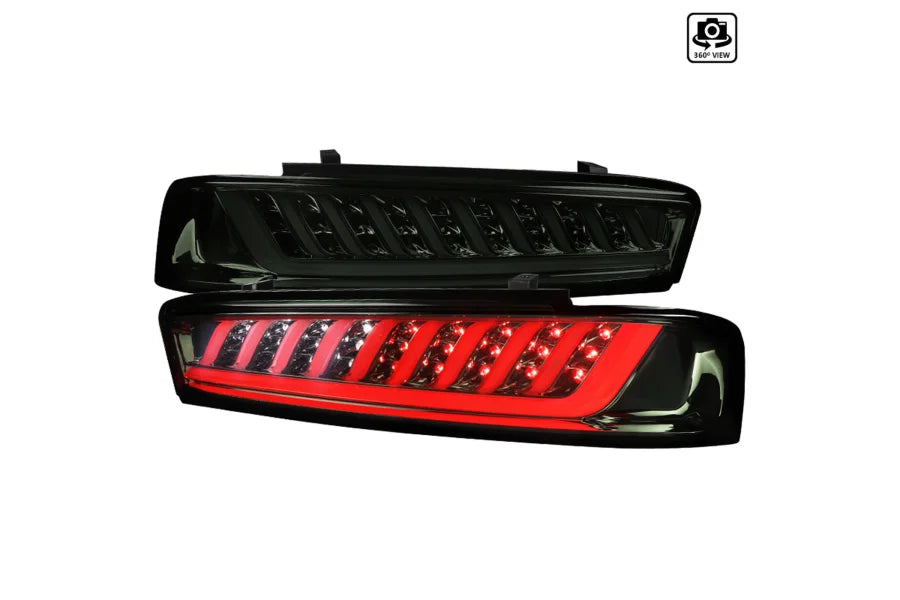 LED TAIL LIGHT CHROME HOUSING SMOKE LENS WITH LIGHT BAR