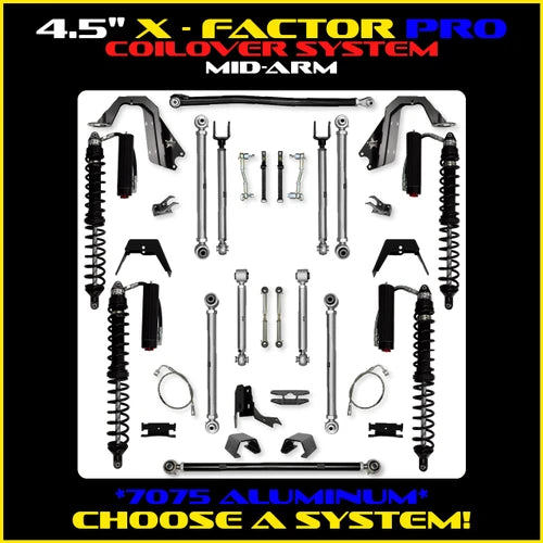 19C WRANGLER JT 4.5IN X FACTOR PRO ELITE ALUM TRAIL RUNNER SYS W/ PB+J LOWER MI