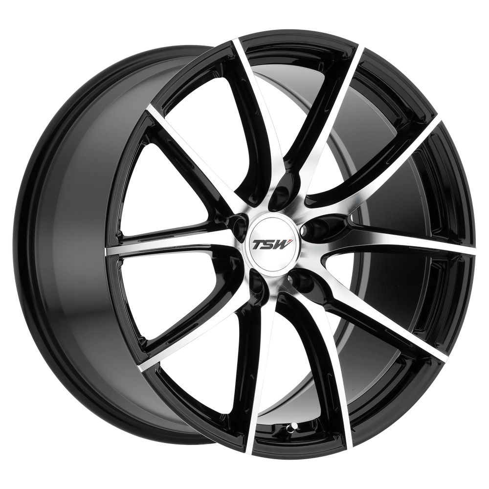 ~(31 lbs. 21X21X11)~ TSW SPRINT 19x9.5 5/114.3 ET20 CB76.1 GLOSS BLACK W/MIRROR CUT FACE