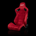 Braum Elite Series Sport Seats - Black Suede (Grey Stitching) - BRR1-BKSD