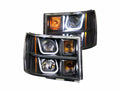 0713 SIERRA 1500 PROJECTOR HEADLIGHTS W/ UBAR BLACK