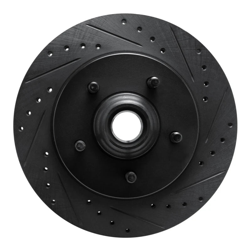 R1 99-04 Ford Expedition Front Right Drilled & Slotted Black Brake Rotor