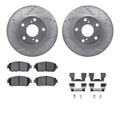 R1 05-15 Toyota Tacoma Front Drilled & Slotted Silver Brake Rotor Set w/Optimum OE Pads and Hardware