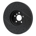 R1 16-25 BMW 330e Left Front Drilled & Slotted Black Brake Rotor