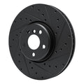R1 16-25 BMW 330e Left Front Drilled & Slotted Black Brake Rotor
