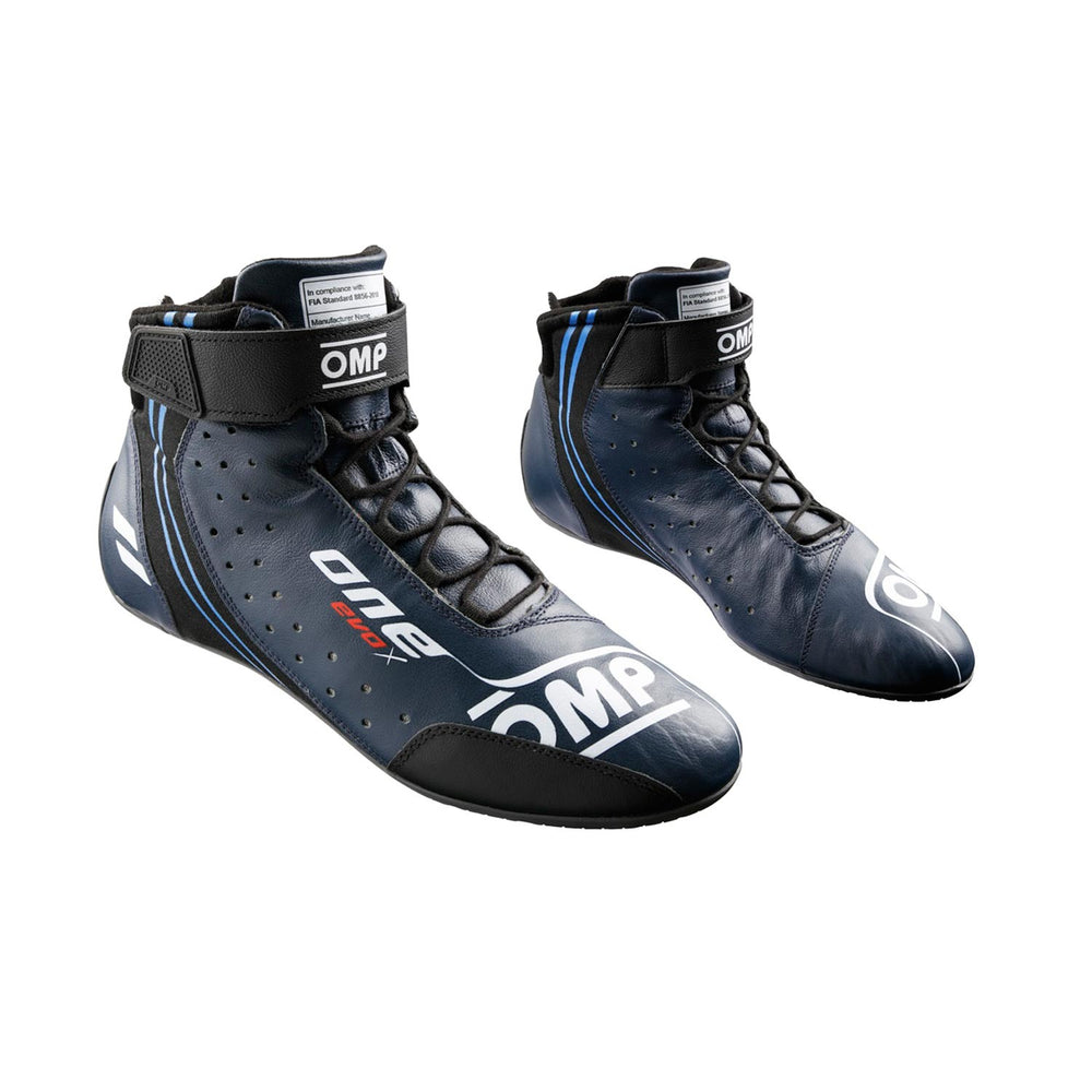 OMP ONE EVO X SHOES MY2024 FIA 8856-2018 NAVY BLUE / CYAN SIZE 41