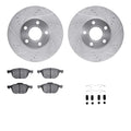 R1 12-18 Ford Focus Front Drilled & Slotted Silver Brake Rotor Set w/Optimum OE Pads and Hardware