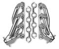 Shorty Headers Ceramic Coated 1964-1/2 To 1973 Ford Mustang Falcon Fairlane Torino Ranchero Comet Cyclone And Montego V8-289/302/5.0L Tube Size 1-5/8 Inch O.D. 2-1/2 Inch Collector 3/8 Inch Flange Silver Ceramic Coated FlowTech