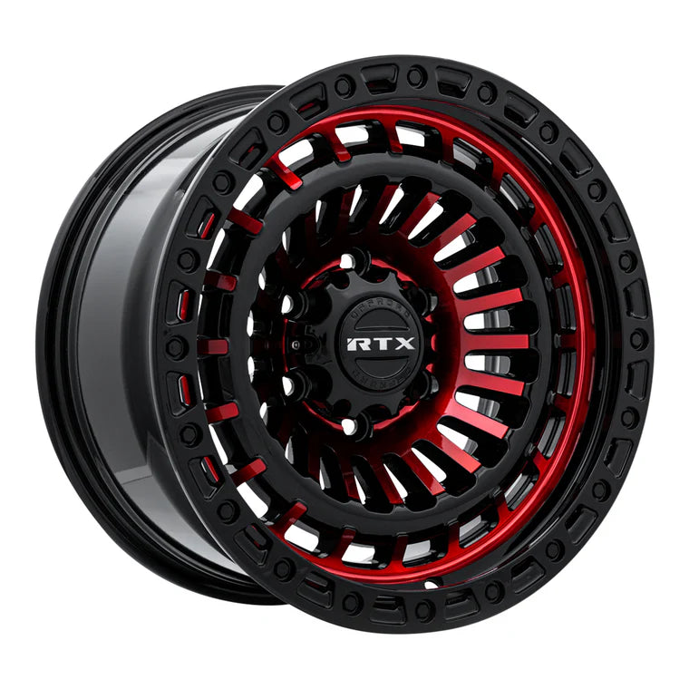 MOAB 18X9 5X127 ET15 CB71.5 GLOSS BLACK MACHINED RED