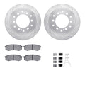 R1 Concepts Silver Drilled Slotted Rotors with 5000 Oep Brake Pads Hdw Fits Lexus GX460