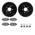 R1 Concepts Black Drilled Slotted Rotors with 5000 Oep Brake Pads Hdw Fits Dodge Journey