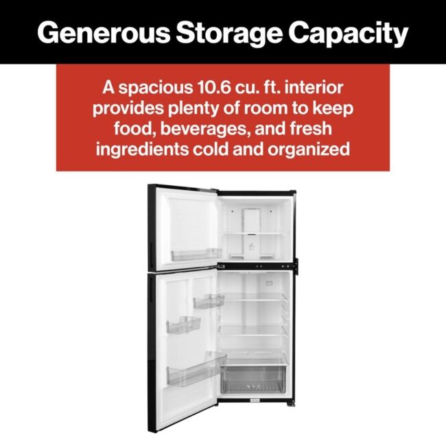 10.6 CUFT 12V FRIDGE/2 DOOR BLK RH