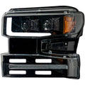 Chevrolet Silverado 19-20 1500 (4th GEN Body Style) w/ OEM Halogen AND Standard Reflector Housing - Halogen PROJECTOR HEADLIGHTS w/ Ultra High Power Smooth OLED DRL AND SCANNING SWITCHBACK High Power Amber LED Turn Signals - Smoked / Black