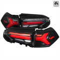 LED TAIL LIGHTS SEQUENTIAL TURN SIGNAL WITH GLOSSY BLACK HOUSING AND CLEAR LENS - RED LED BAR