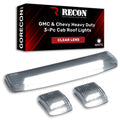 GMC Chevy 15-19 (3rd GEN Body Style) Heavy-Duty (3-Piece Set) Smoked Cab Roof Light Lens with 2-Way Forward Rear Facing White ULTRA High-Power LEDs - (Plug-N-Play Installation Replaces OEM Installed Cab Roof Lights)