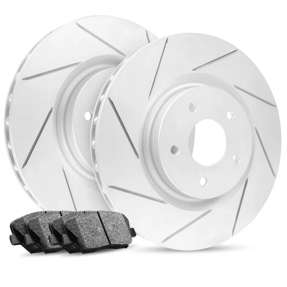 R1 05-17 Bendix 384 Front & Rear Right Drilled Black Brake Rotor