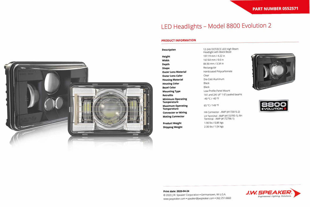 8800H EV2 12/24V LB ECE LHT HTD BLK