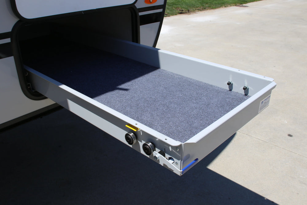 FULLY ASSEMBLED 60% EXTENSION 1 WAY 23INX36IN CARGO TRAY WITH CARPET