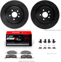 R1 Concepts Black Drilled Slotted Rotors with 5000 Oep Brake Pads Hdw Fits Ford Police