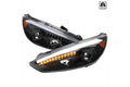 PROJECTOR HEADLIGHTS WITH MATTE BLACK HOUSING CLEAR LENS AND AMBER REFLECTOR WITH SEQUENTIAL TURN SIGNAL