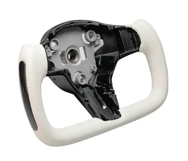 1623 TESLA 3/1923 TESLA Y YOKE STEERING WHEEL NAPPA SIDE LEATHER (WHITE)