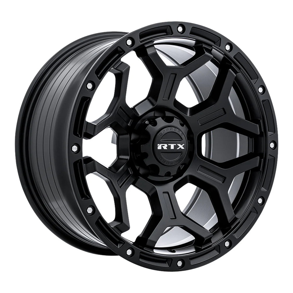 GOLIATH 18X9 5X127 ET15 CB71.5 SATIN BLACK MILLED RIVETS