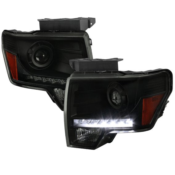 PROJECTOR HEADLIGHTS WITH LED DRL- SMOKE WITH BLACK HOUSING