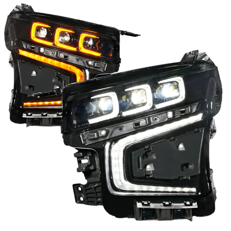ANZO 21-23 Chevy Tahoe/Suburban LED Light Bar Style Headlights Black w/ Sequential DRL (Left Side)