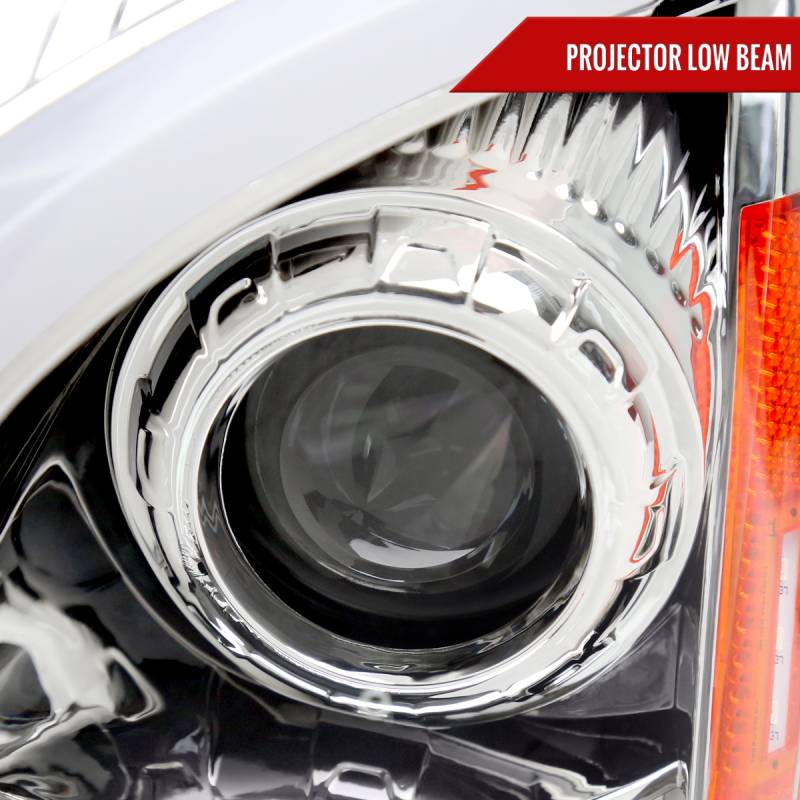 LED BAR PROJECTOR HEADLIGHT CHROME HOUSING CLEAR LENS - SWITCHBACK LED LIGHT BAR - LED SEQUENTIAL SIGNAL - H1 HIGH BEAM H1 LOW BEAM