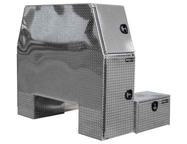 70X54X82 INCH DIAMOND TREAD ALUMINUM LPACK BACKPACK TRUCK BOX WITH OFFSET FLOOR 16.4 INCH OFFSET