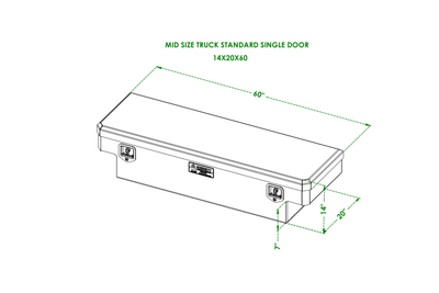CROSSBODY TOOLBOX 14X20X60 DIAMOND PLATE GLOSS BLACK (EACH)