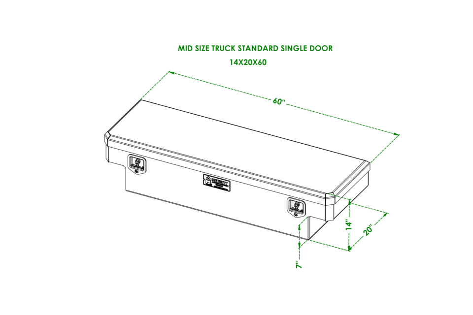 CROSSBODY TOOLBOX 14X20X60 DIAMOND PLATE GLOSS BLACK (EACH)