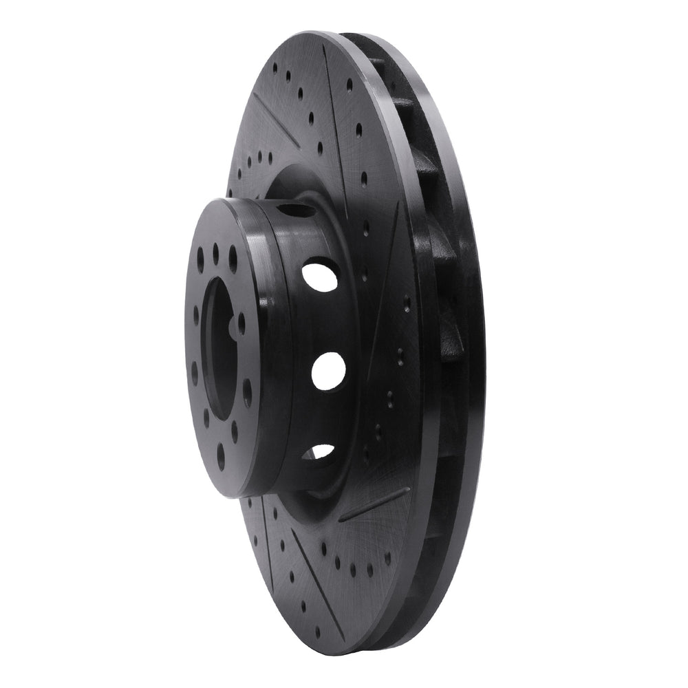 R1 00-03 BMW M5 Left Front Drilled & Slotted Black Brake Rotor